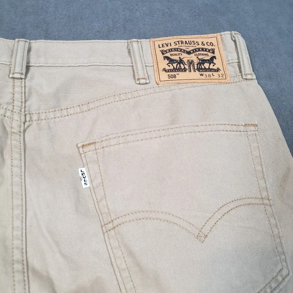 Levi's 508 Regular Taper Pants Mens 38x32 Tan Khaki Twill Chino Jeans